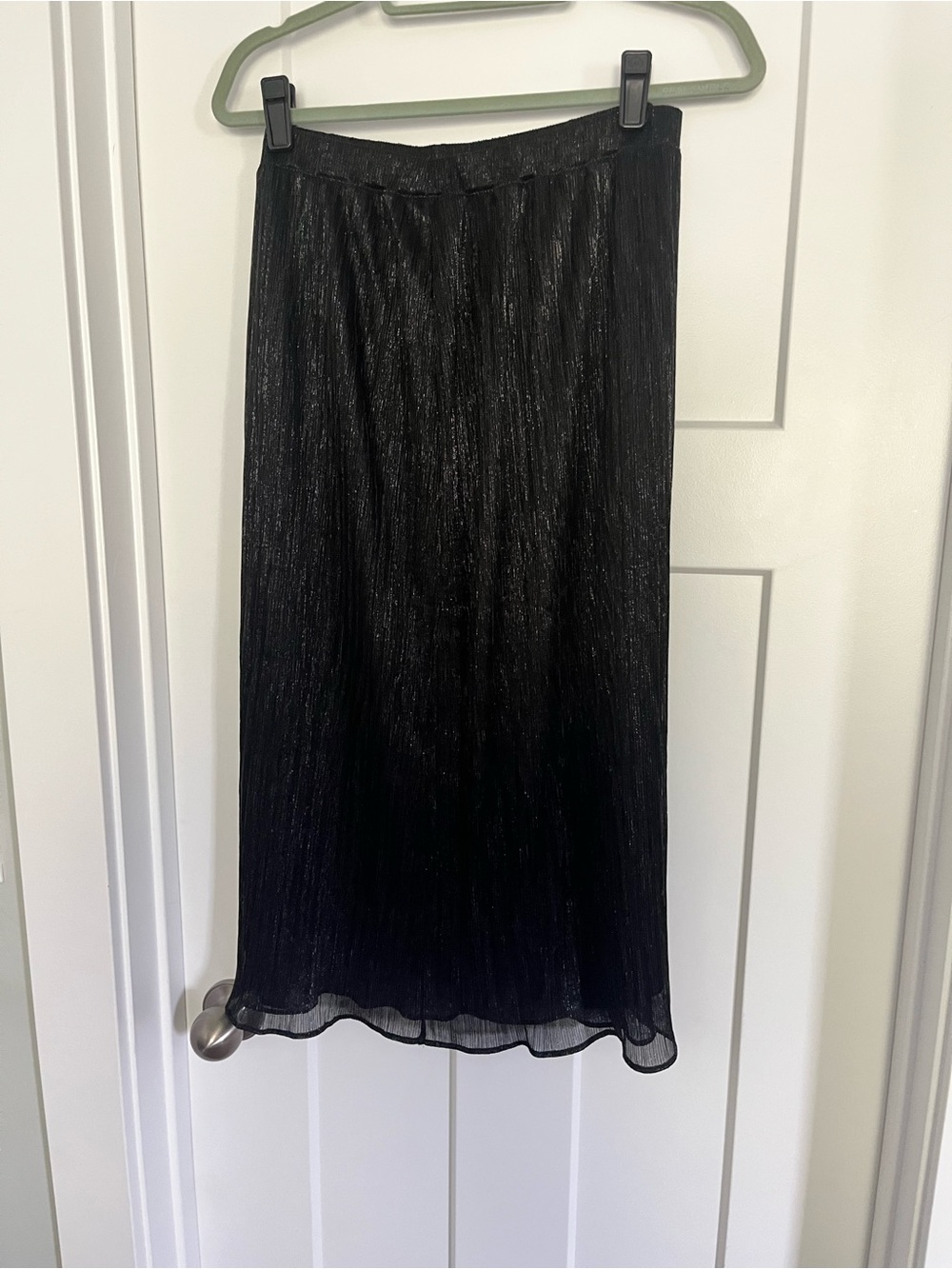 LOFT Black Shimmer Midi Skirt